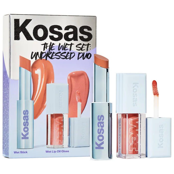 Kosas The Wet Set Undressed Nude Sheer Lipstick Lip Oil Set