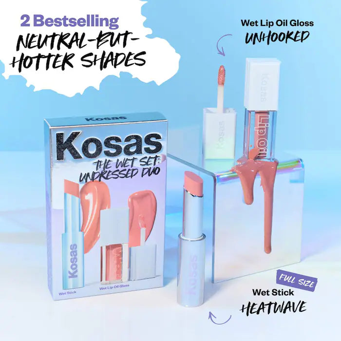 Kosas The Wet Set Undressed: Nude Sheer Lipstick + Lip Oil Set