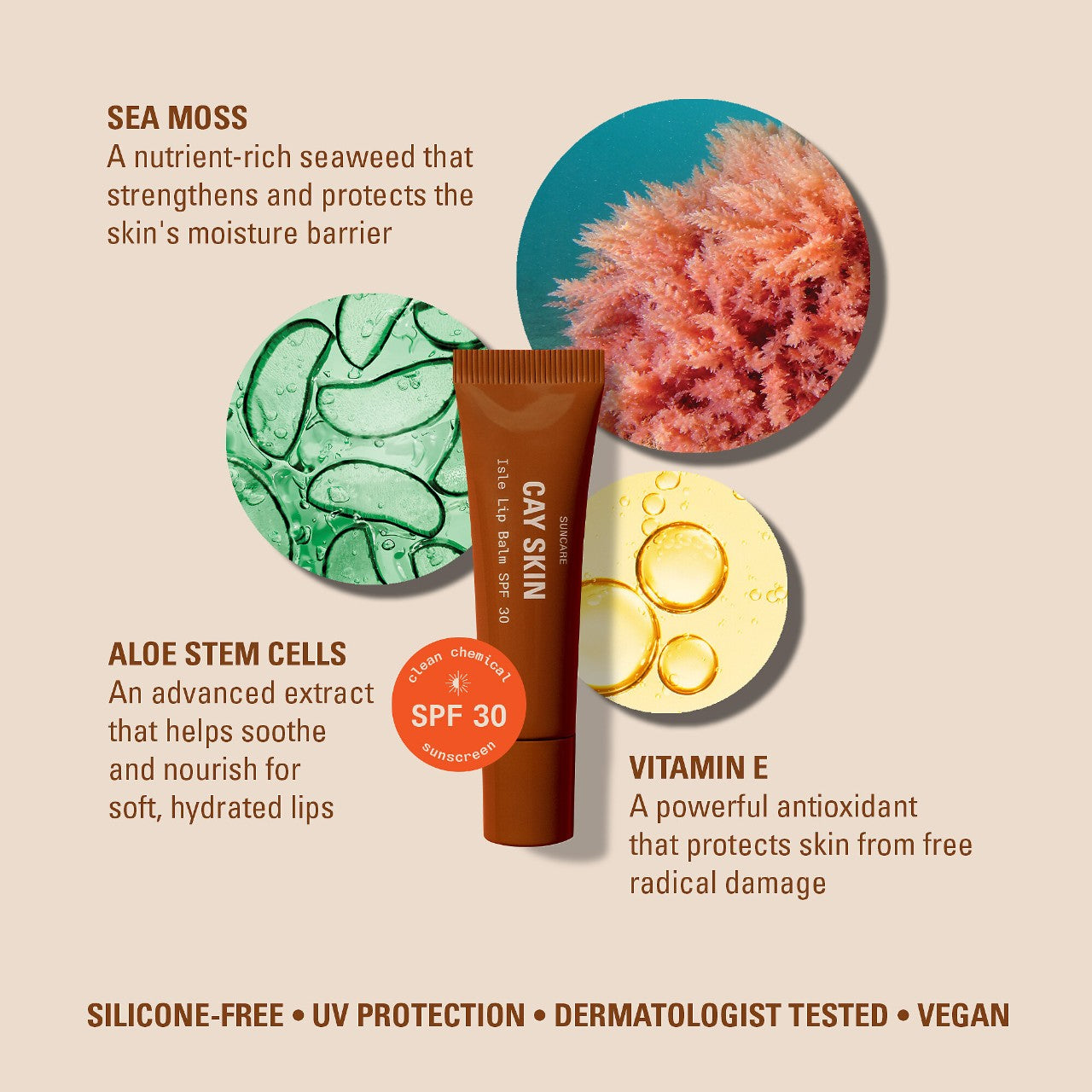 PRE ORDER CAY SKIN Isle Lip Balm SPF 30 with Sea Moss and Aloe Stem Cells