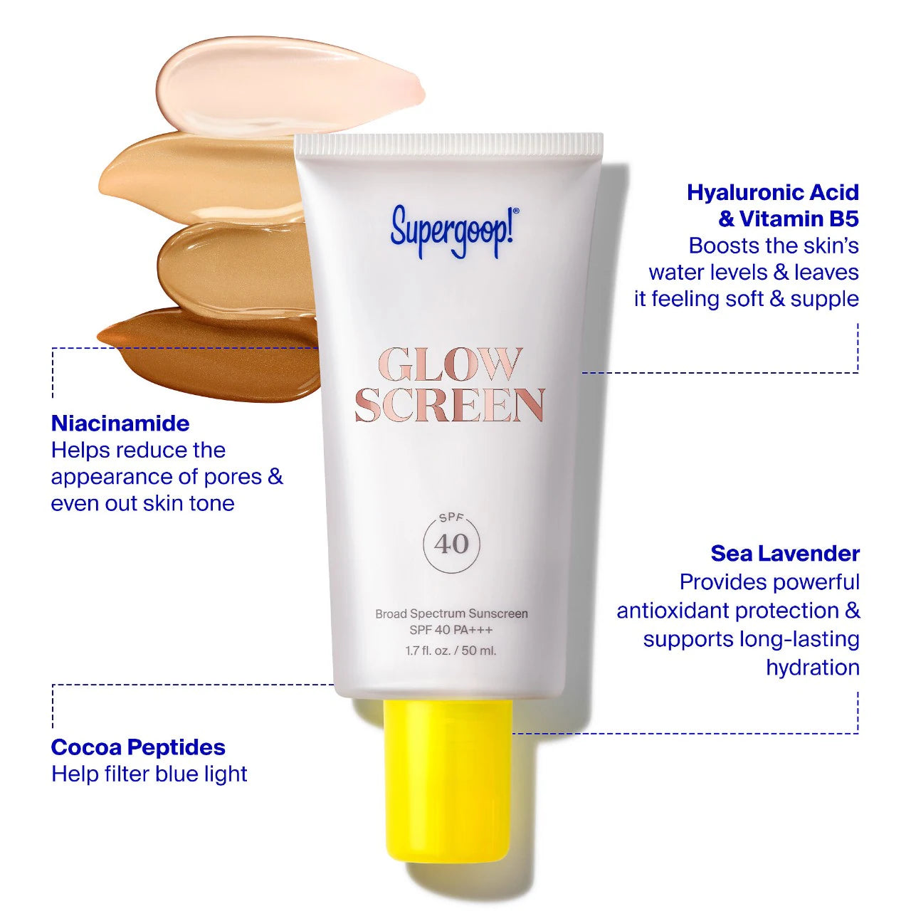 Supergoop! Glowscreen Sunscreen SPF 40 PA+++ with Hyaluronic Acid + Niacinamide